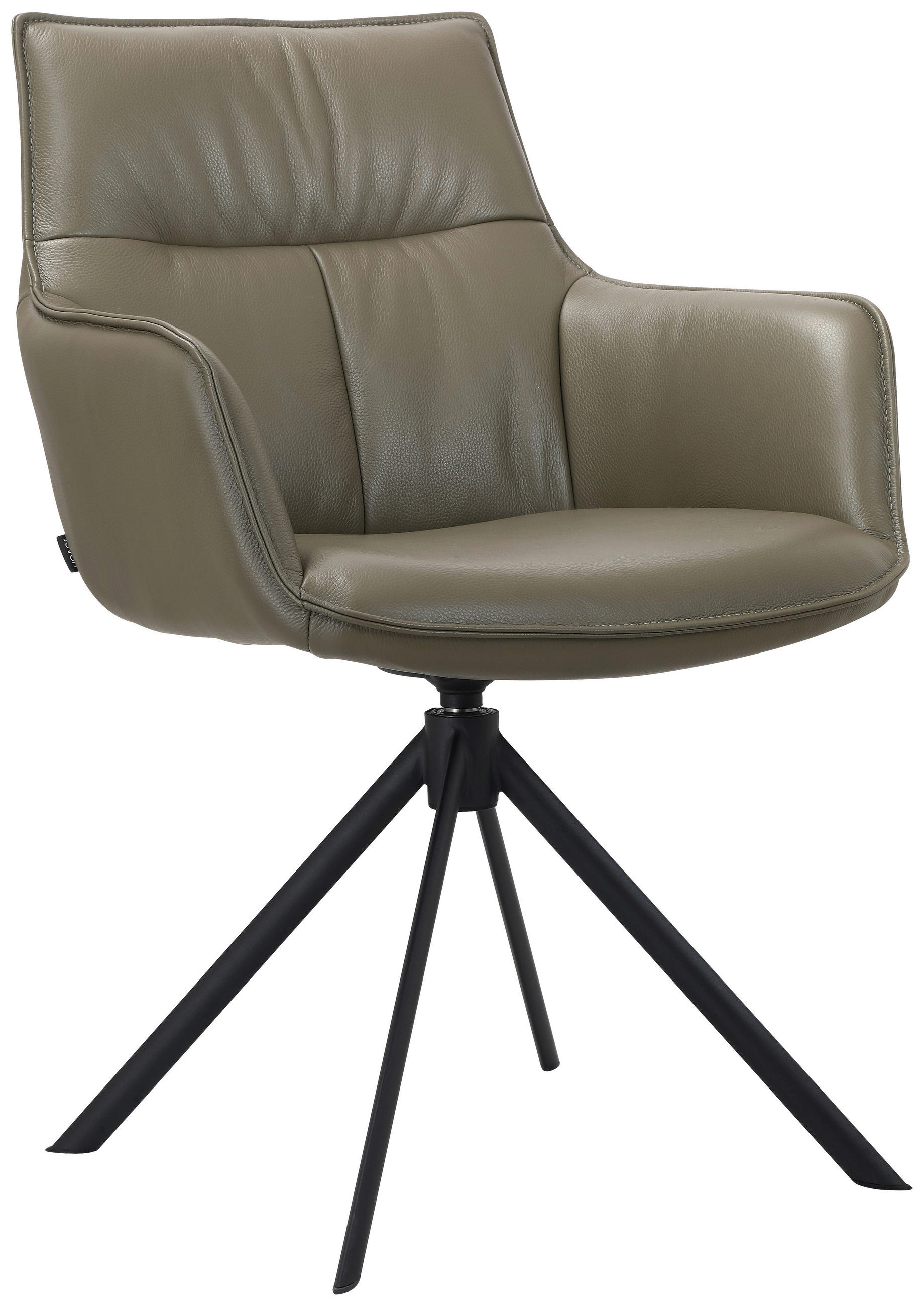 STOLIČKA S PODRÚČKAMI, čierna, olivovozelená - olivovozelená/čierna, Design, kov/koža (60/89/63,5cm) - Novel