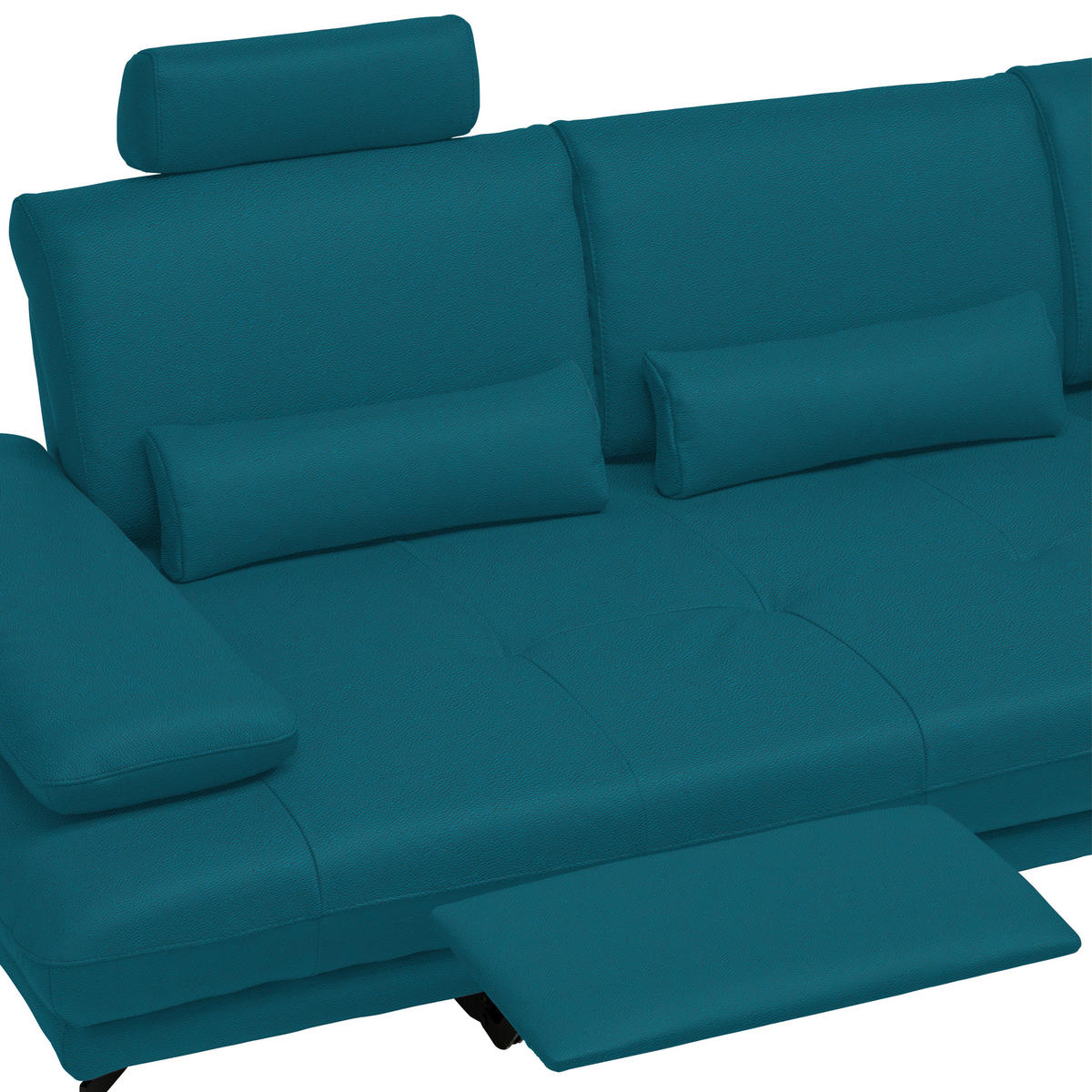 ECKSOFA in Echtleder Petrol  - Petrol/Schwarz, Design, Leder/Metall (273/187cm) - Celina Home