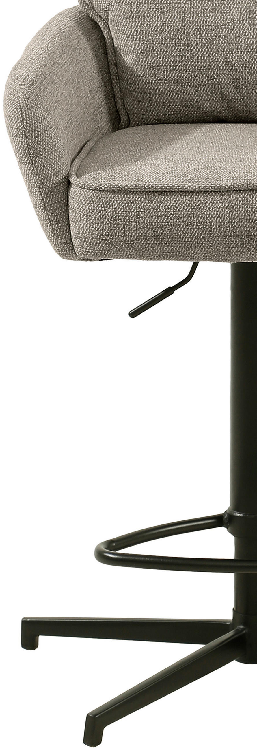 BARHOCKER Leinenoptik Schwarz, Taupe Eisen Stoffauswahl, Sitzfläche 360° drehbar  - Taupe/Schwarz, Design, Textil/Metall (58/103-123/61cm) - Novel