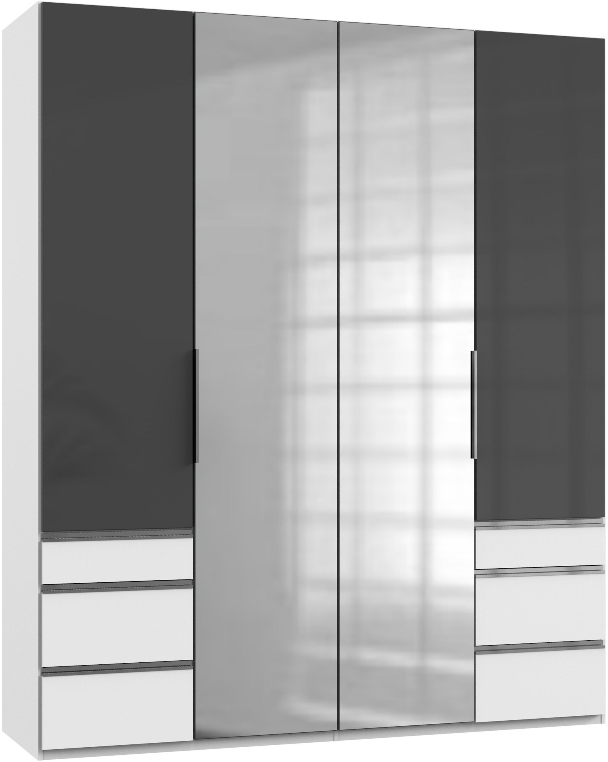 DREHTÜRENSCHRANK 200/236/58 cm 4-türig Grau, Weiß  - Chromfarben/Weiß, MODERN, Glas/Holzwerkstoff (200/236/58cm) - MID.YOU