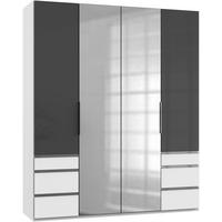 DREHTÜRENSCHRANK in Grau, Weiss  - Chromfarben/Weiss, Modern, Glas/Holzwerkstoff (200/236/58cm) - MID.YOU