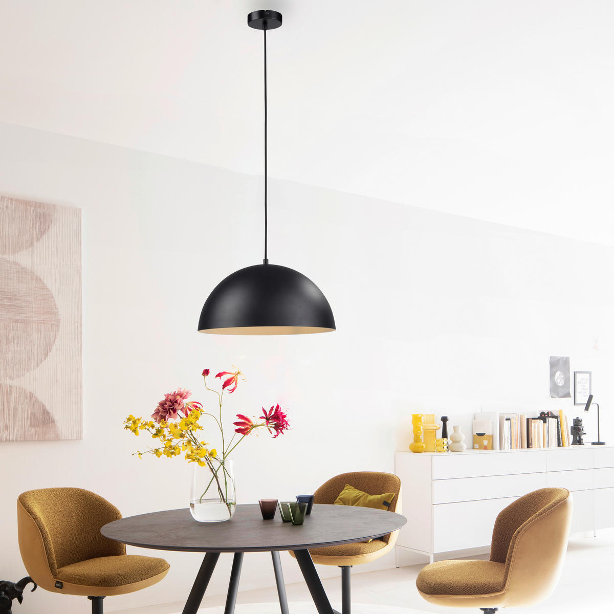 LED-PENDELLEUCHTE SW ALI 38/38/120 cm   - Schwarz, Design, Glas/Kunststoff (38/38/120cm) - Schöner Wohnen