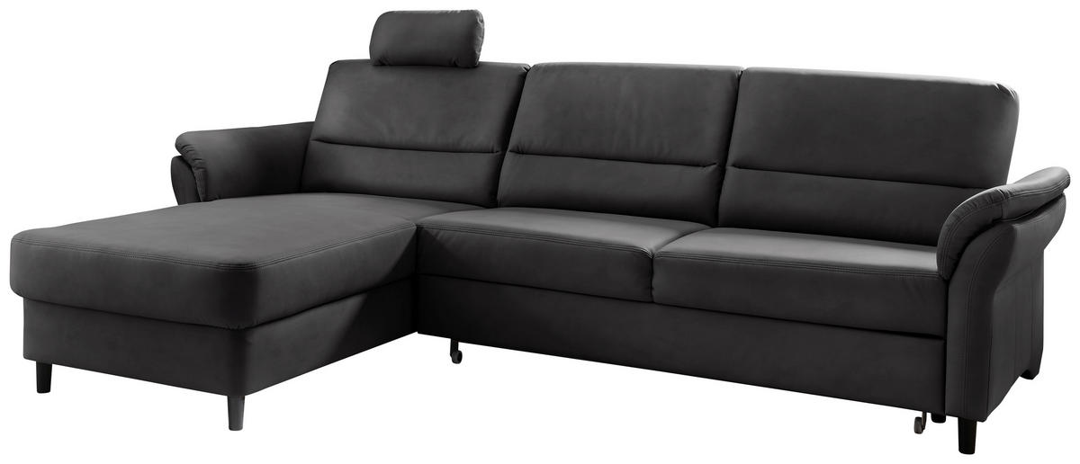 ECKSOFA in Lederlook Schwarz  - Schwarz, Modern, Holz/Textil (176/279cm) - Livetastic