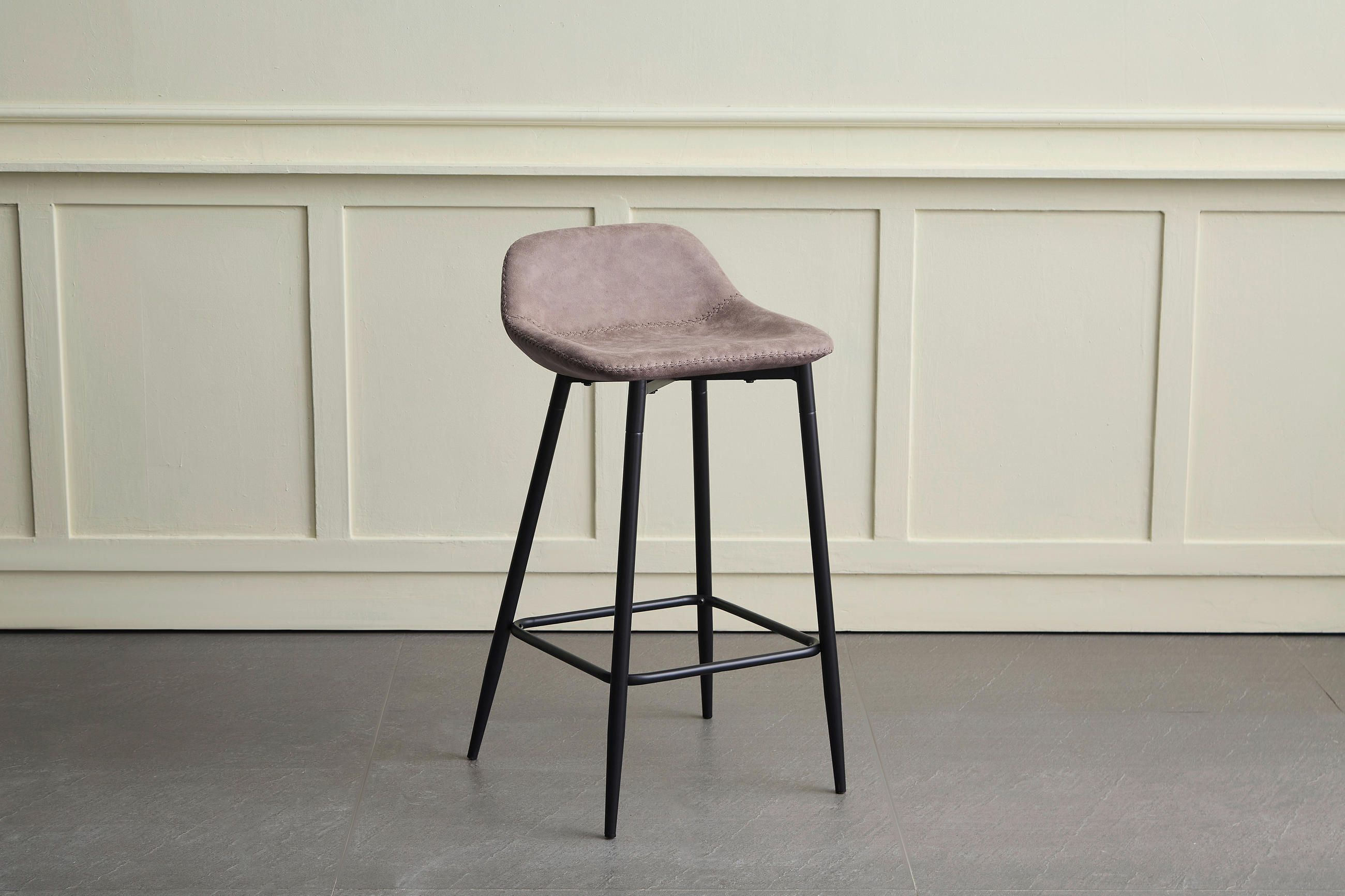 BARSKI STOL, črna, svetlo rjava  - svetlo rjava/črna, Design, kovina/tekstil (40/85/44cm) - Stylife