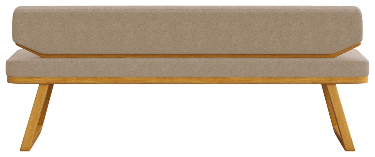 SITZBANK 190/80/52 cm Flachgewebe Eichefarben, Taupe Eiche massiv  - Taupe/Eichefarben, Basics, Holz/Textil (190/80/52cm) - Carryhome