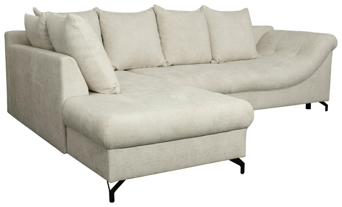 ECKSOFA Hellgrau Struktur  - Hellgrau/Schwarz, KONVENTIONELL, Textil/Metall (194/274cm) - Carryhome