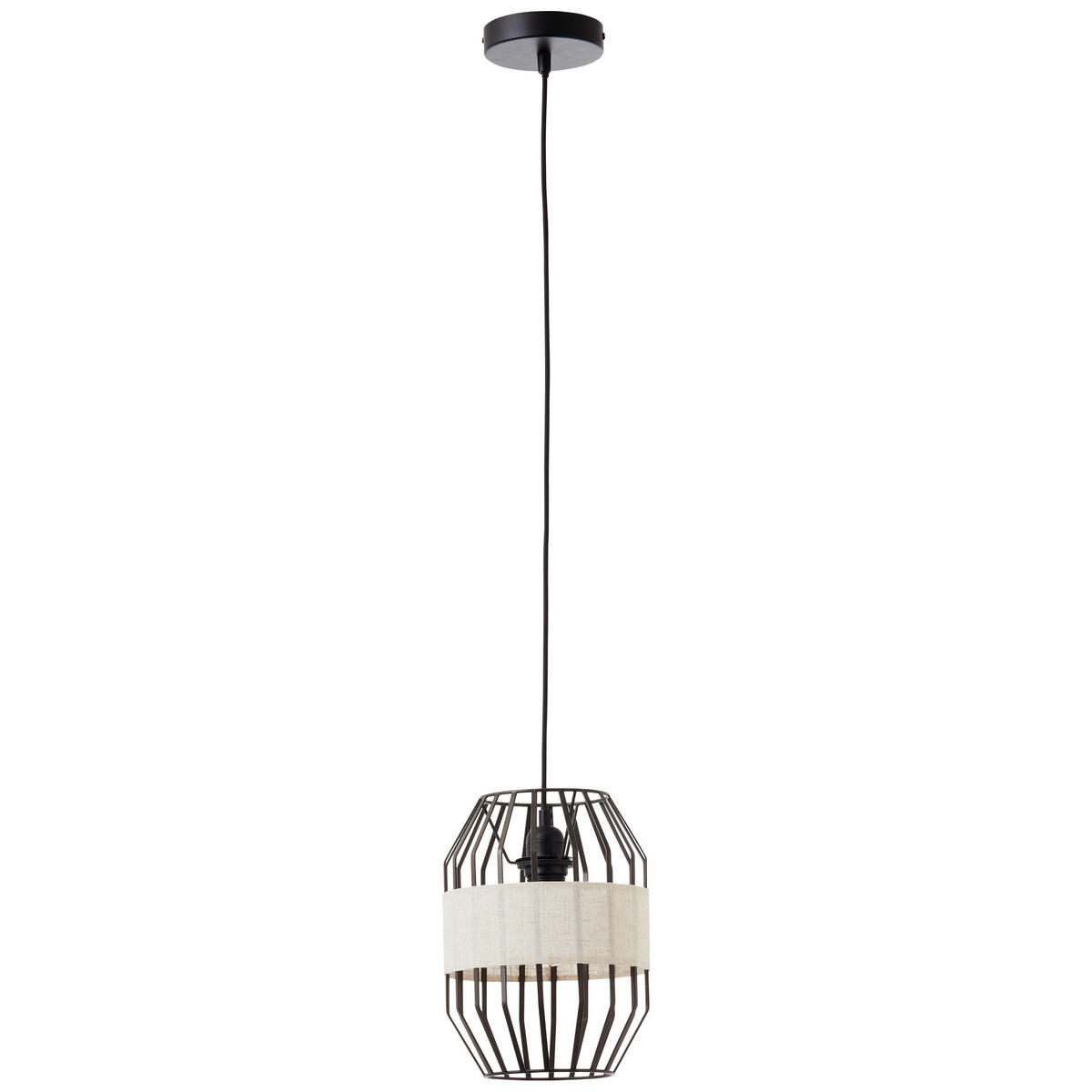 HÄNGELEUCHTE 23/136,5 cm    - Schwarz/Naturfarben, Basics, Textil/Metall (23/136,5cm) - Brilliant