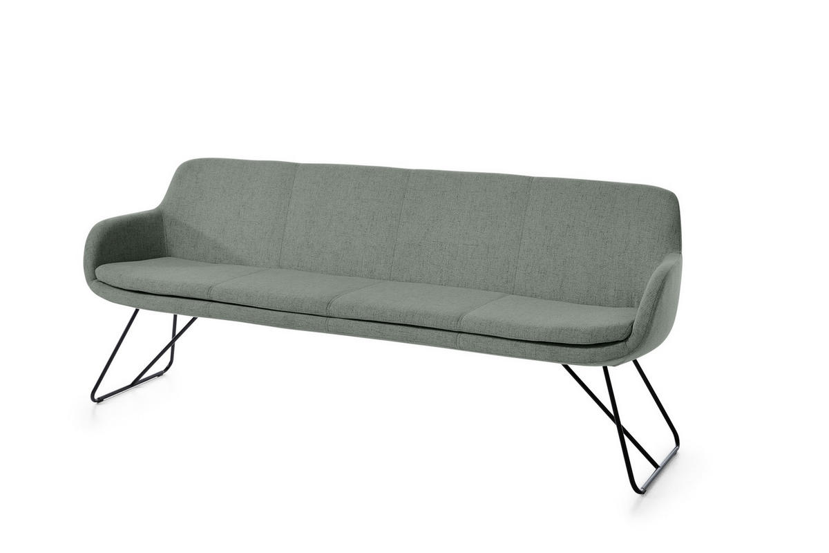 SITZBANK 220/87/65 cm Webstoff Graublau Metall  - Graublau/Schwarz, Design, Textil/Metall (220/87/65cm) - Musterring