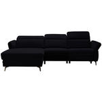 ECKSOFA in Echtleder Schwarz  - Schwarz, Natur, Leder/Metall (199/285cm) - Valnatura