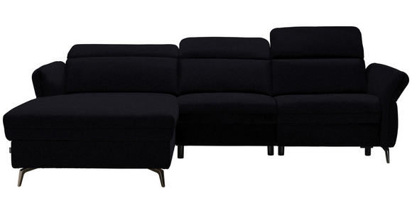 ECKSOFA in Echtleder Schwarz  - Schwarz, Natur, Leder/Metall (199/285cm) - Valnatura