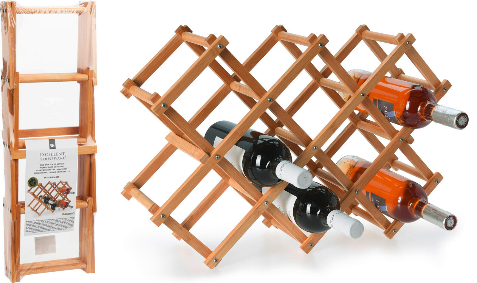 ETAJERĂ PENTRU STICLE DE VIN  52/17/7 cm  - Basics, lemn (52/17/7cm)