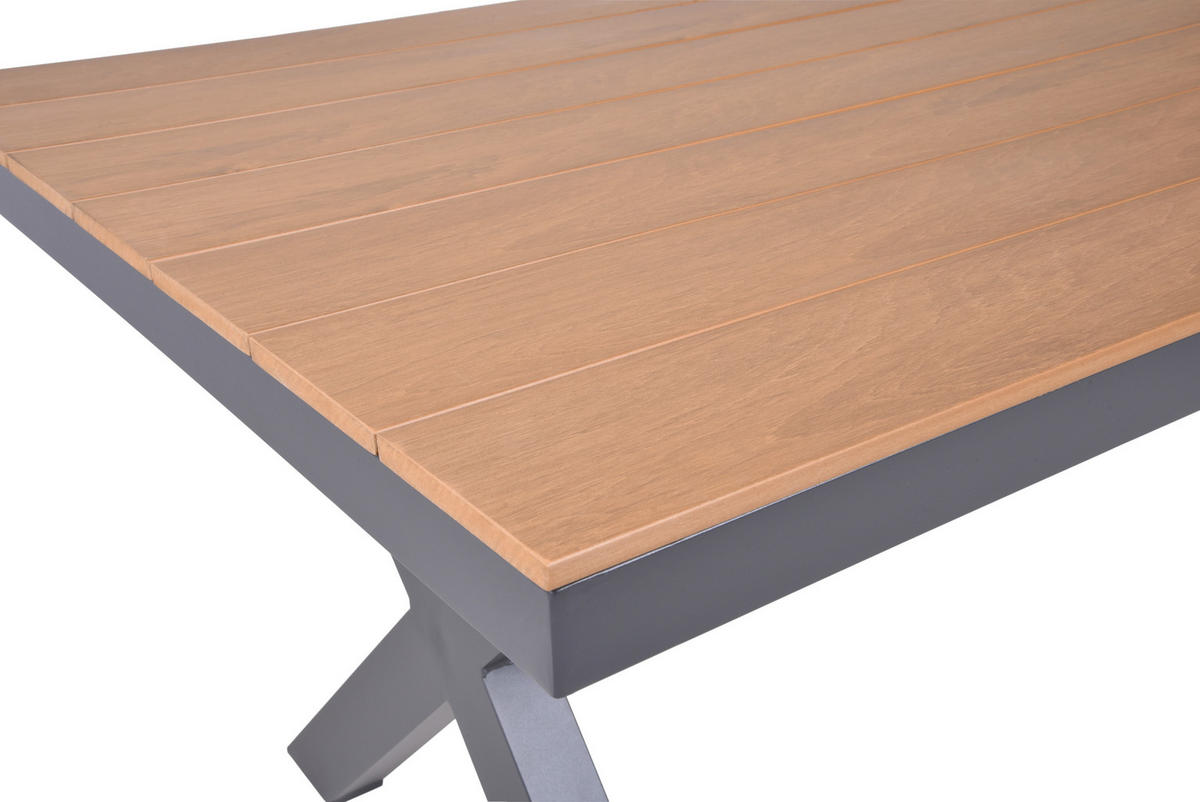 GARTENTISCH 173/93,5/75 cm Metall, Kunststoff rechteckig  - Anthrazit/Braun, Basics, Kunststoff/Metall (173/93,5/75cm) - Gardenson