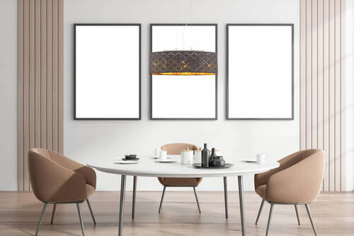 LED-HÄNGLAMPA 65/25/140 cm  - svart/guldfärgad, Design, metall/textil (65/25/140cm) - Globo