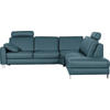 ECKSOFA in Echtleder Blau  - Chromfarben/Blau, Konventionell, Leder/Metall (272/245cm) - Valdera