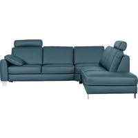 ECKSOFA in Echtleder Blau  - Chromfarben/Blau, Konventionell, Leder/Metall (272/245cm) - Valdera