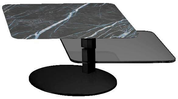 COUCHTISCH Rauchglas 68/68/36 cm quadratisch Schwarz, Silberfarben  - Silberfarben/Schwarz, Design, Glas/Keramik (68/68/36cm) - Bacher