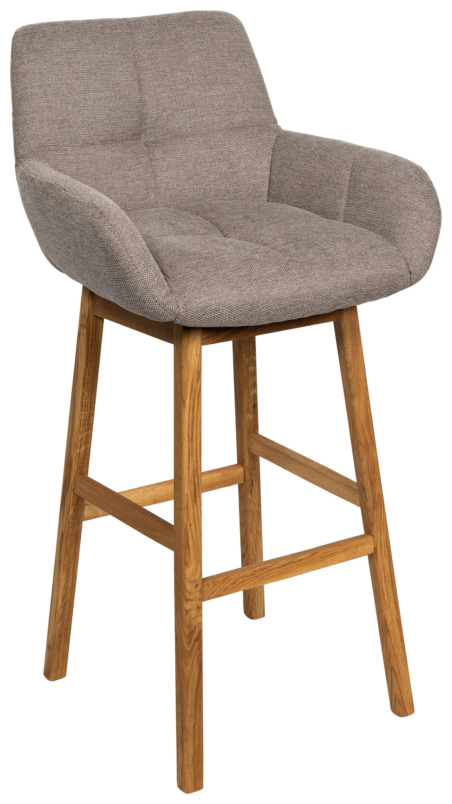 BARHOCKER Webstoff Taupe Eiche massiv  - Taupe/Honigeiche, KONVENTIONELL, Holz/Textil (54,5/104,5/58cm) - Linea Natura