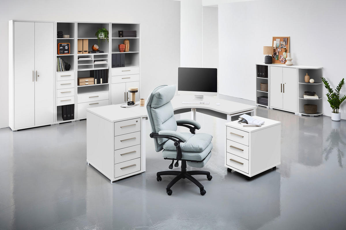 AKTENREGAL 79,7/210,4/39,5 cm  - Weiss/Silberfarben, Konventionell, Holzwerkstoff/Kunststoff (79,7/210,4/39,5cm) - Voleo