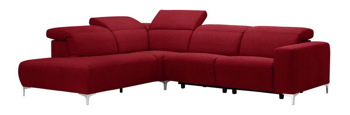 ECKSOFA Rot Flachgewebe  - Chromfarben/Rot, Design, Textil/Metall (238/290cm) - Pure Home Lifestyle