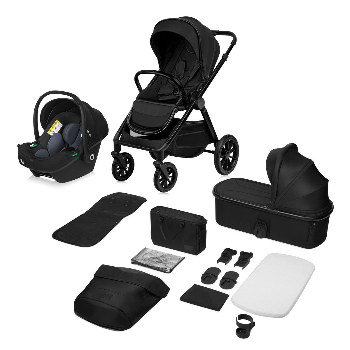 KINDERWAGENSET  LO-Layla 3in1  Black Onyx  - Schwarz, Basics (94/62/115cm) - Lionelo