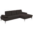 ECKSOFA in Mikrofaser, Chenille Mokka  - Schwarz/Mokka, Design, Textil/Metall (299/157cm) - Dieter Knoll