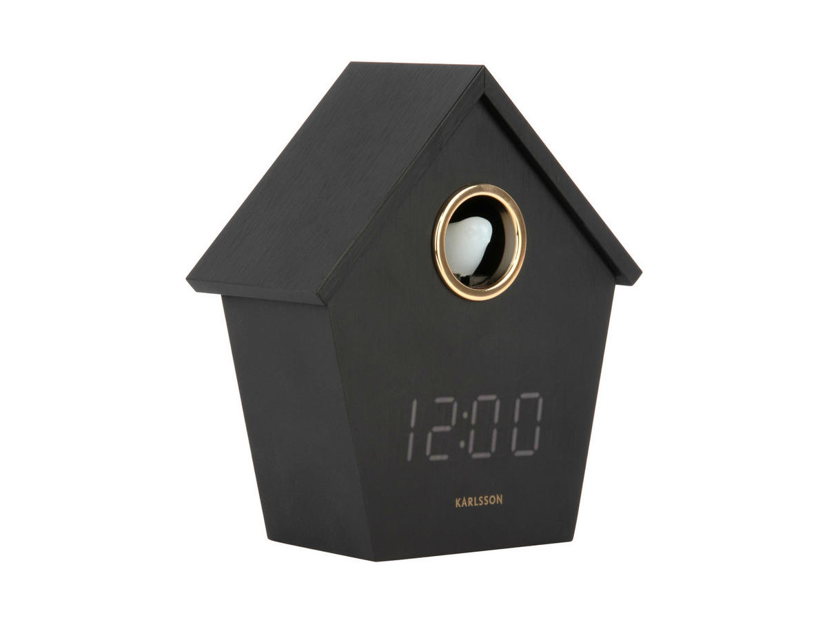 WECKER Riqueza Schwarz 13/15/7 cm  - Schwarz, Basics, Holzwerkstoff (13/15/7cm) - Karlsson