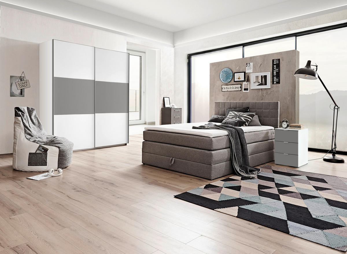 BOXSPRINGBETT 120/200 cm,  in Anthrazit  - Anthrazit/Schwarz, Design, Kunststoff/Textil (120/200cm) - Xora