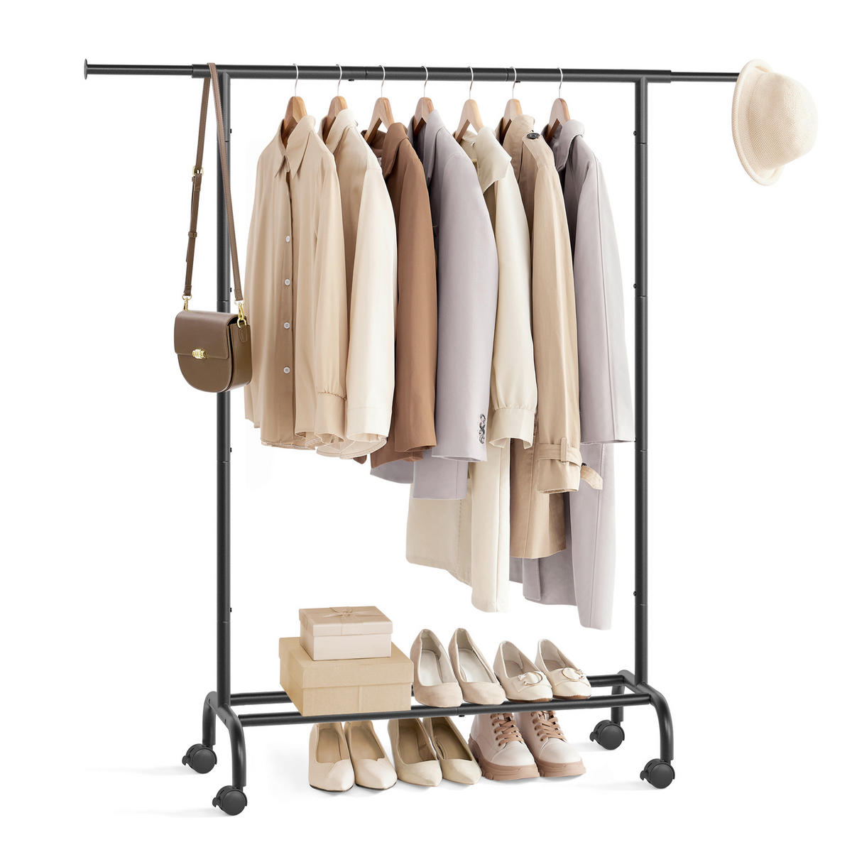 KLEIDERWAGEN in Schwarz 83/156/40 cm   - Schwarz, Basics, Kunststoff/Metall (83/156/40cm)