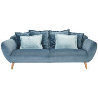 BIGSOFA in Plüsch Petrol  - Buchefarben/Petrol, Design, Holz/Textil (235/80/108cm) - MID.YOU