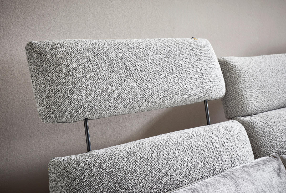 ECKSOFA in Flachgewebe Hellgrau  - Hellgrau/Schwarz, Design, Textil/Metall (259/152cm) - Dieter Knoll