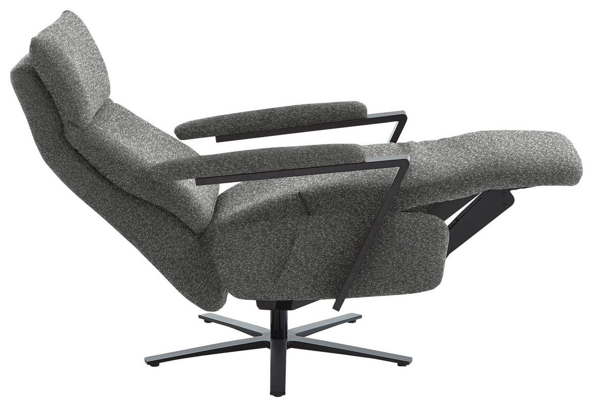 RELAXSESSEL in Textil Dunkelgrau  - Dunkelgrau/Schwarz, Design, Textil/Metall (68/117/85cm) - Cantus