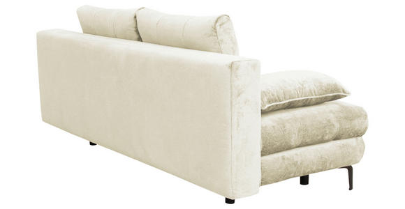 SCHLAFSOFA  mit Liegefunktion, Schlafen auf Sitzhöhe, Rücken echt Chenille Creme  - Creme/Schwarz, KONVENTIONELL, Textil/Metall (203/94/96cm) - Carryhome