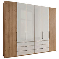 FALTTÜRENSCHRANK Champagner, Eiche Bianco  - Schieferfarben/Eiche Bianco, Konventionell, Glas/Holzwerkstoff (250/236/58cm) - Dieter Knoll
