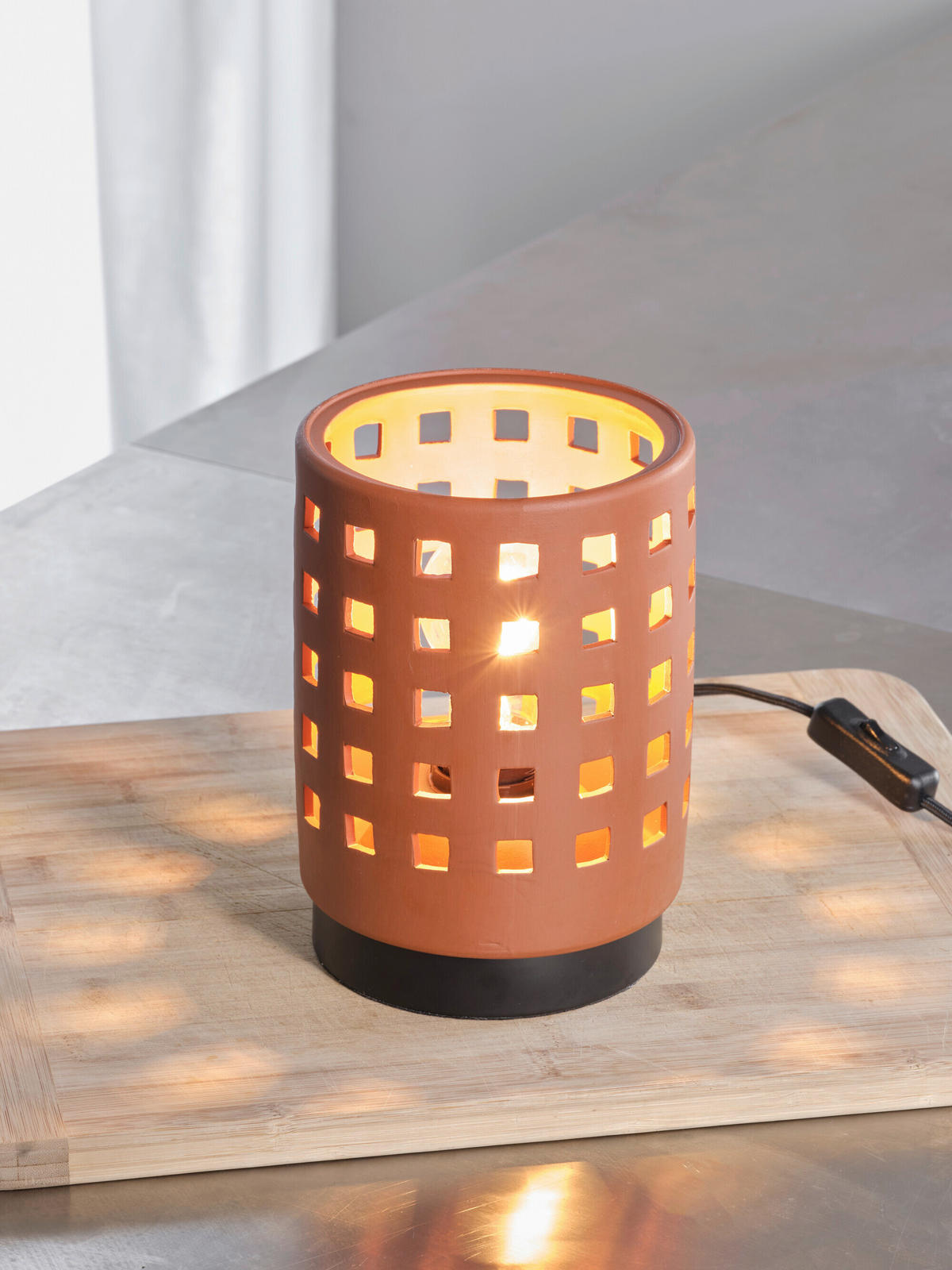 TISCHLEUCHTE 14.5/20.3 cm   - Braun, Basics, Stein/Metall (14.5/20.3cm) - Osram