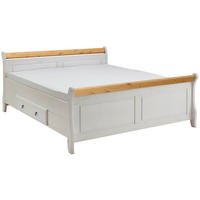 BETT 180/200 cm,  in Weiß, Laugenfarbig, Bettschubladen,  - Laugenfarbig/Weiß, ROMANTIK / LANDHAUS, Holz (180/200cm) - Boxxx