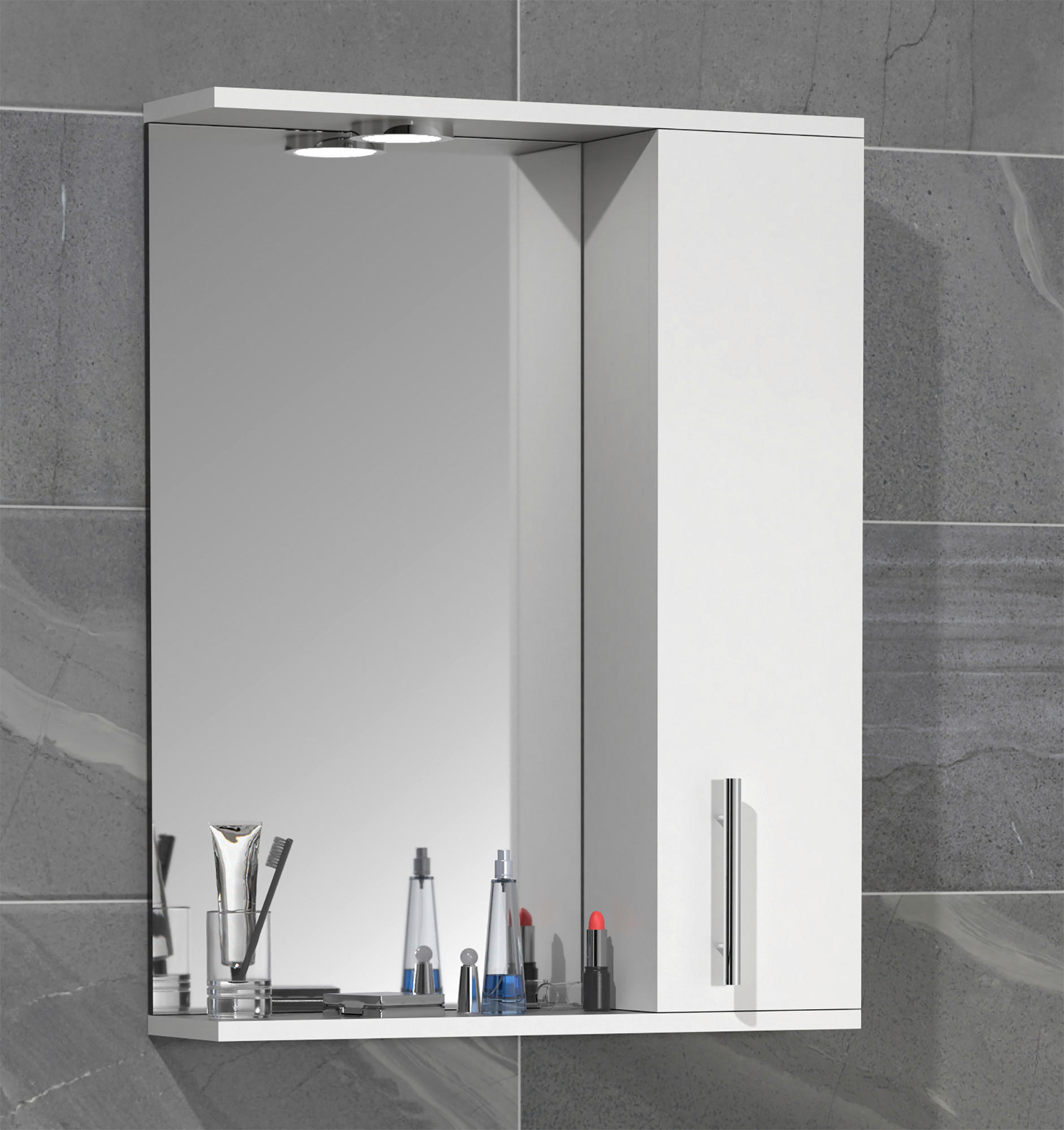 SPIEGELSCHRANK 55/71/14 cm  - Weiss, Modern, Glas/Holzwerkstoff (55/71/14cm) - MID.YOU