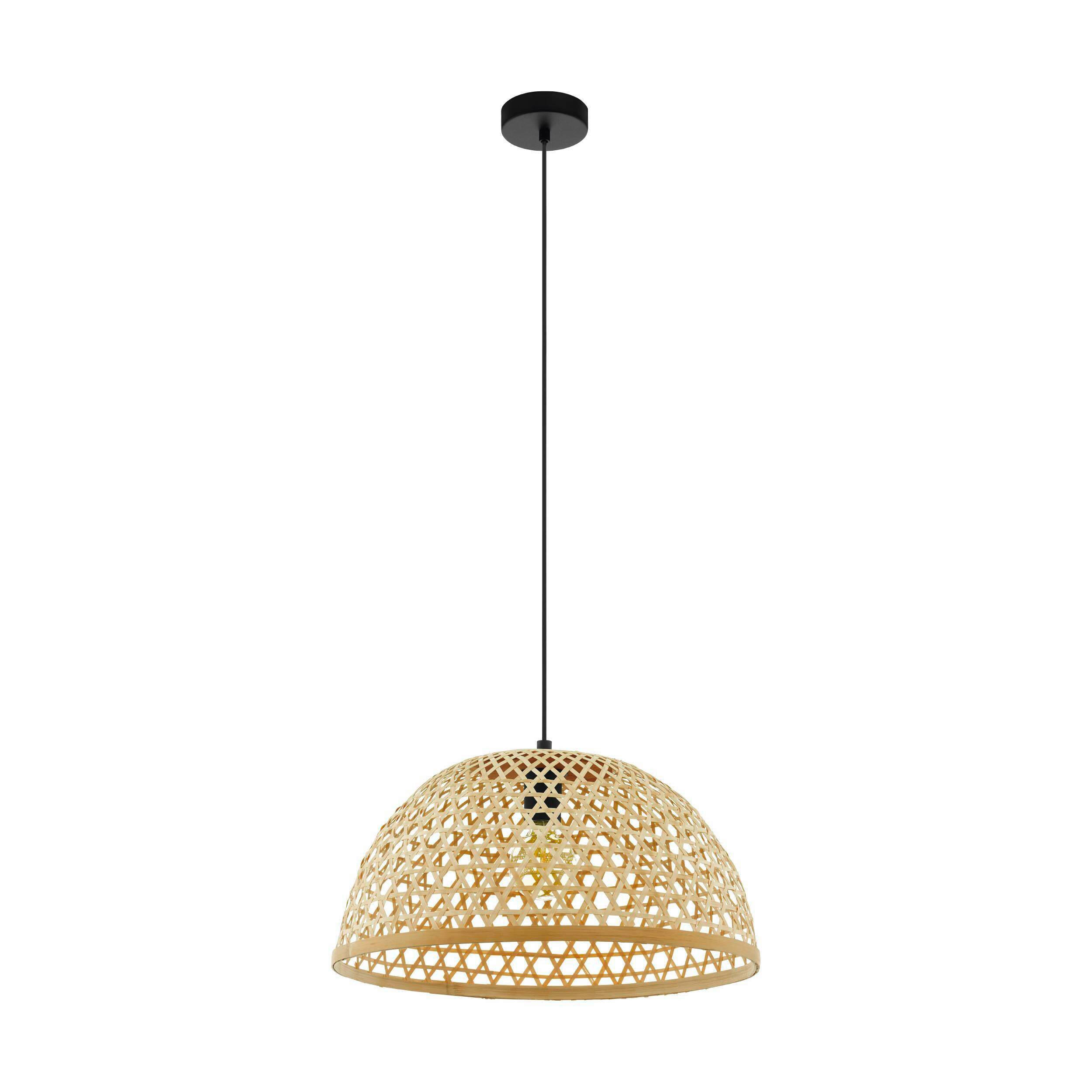 HÄNGELEUCHTE 49,5/110 cm  - Schwarz/Naturfarben, Natur, Holz/Metall (49,5/110cm) - Eglo