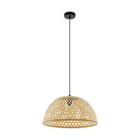 HÄNGLAMPA Claverdon 49,5/110 cm  - svart/naturfärgad, Natur, metall/trä (49,5/110cm) - Eglo