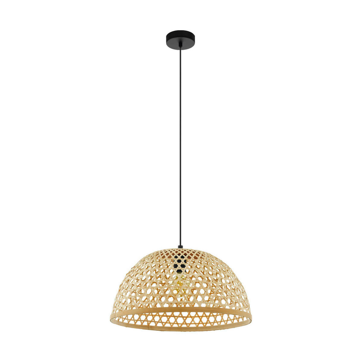 HÄNGLAMPA Claverdon 49,5/110 cm  - svart/naturfärgad, Natur, metall/trä (49,5/110cm) - Eglo