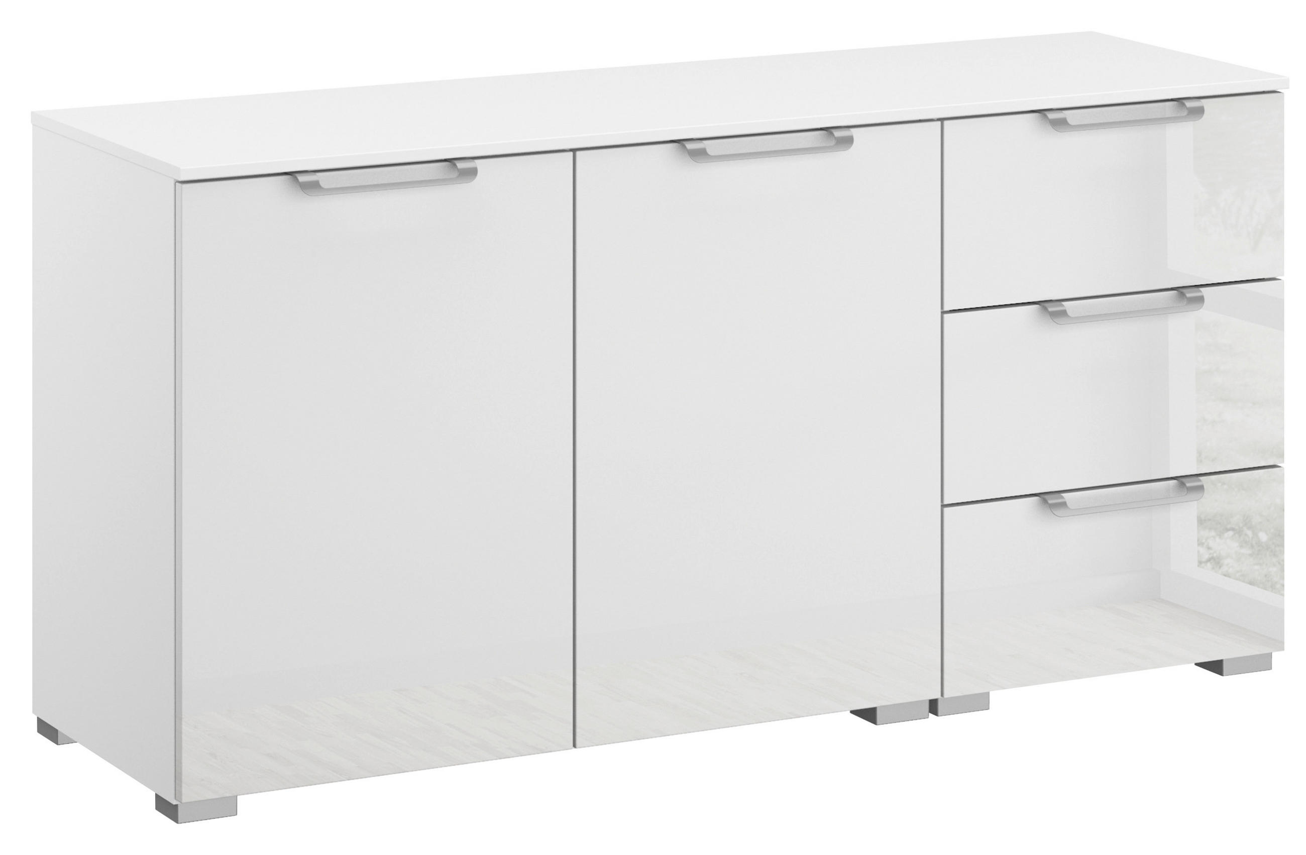 KOMMODE 120/61/42 cm Klar, Weiss  - Klar/Weiss, Design, Glas/Holzwerkstoff (120/61/42cm) - Novel