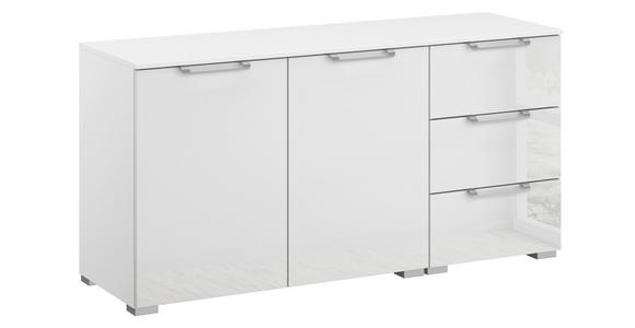 KOMMODE , 120/61/42 cm, 3 Schublade(n)  - Klar/Silberfarben, Design, Glas/Holzwerkstoff (120/61/42cm) - Novel