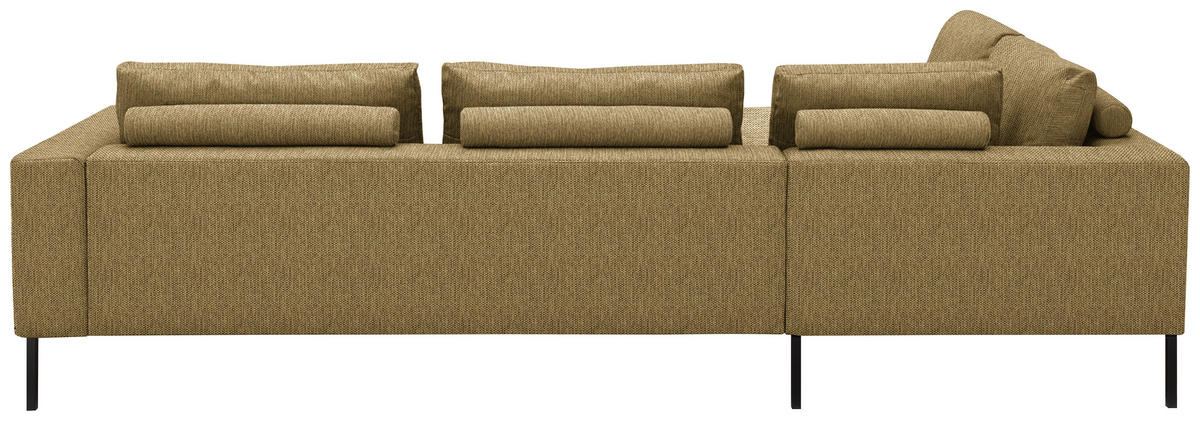 ECKSOFA Flachgewebe Messingfarben  - Messingfarben/Schwarz, Design, Textil/Metall (270/308cm) - Pure Home Lifestyle