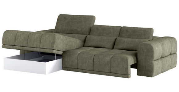 ECKSOFA Olivgrün Chenille  - Schwarz/Olivgrün, KONVENTIONELL, Kunststoff/Textil (203/290cm) - Carryhome