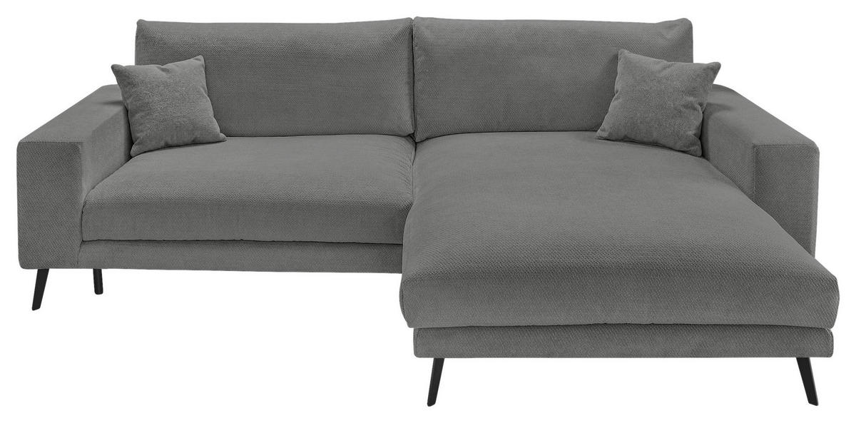 ECKSOFA Dunkelgrau Webstoff  - Dunkelgrau/Schwarz, KONVENTIONELL, Textil/Metall (269/195cm) - SetOne by Musterring
