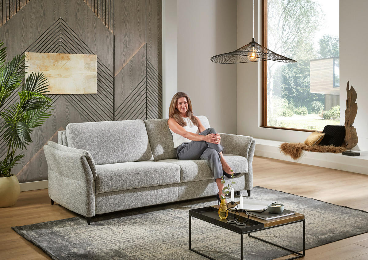 KANAPÉÁGY textil világosszürke  - világosszürke/fekete, Konventionell, textil/fém (222/87/100cm) - Dieter Knoll