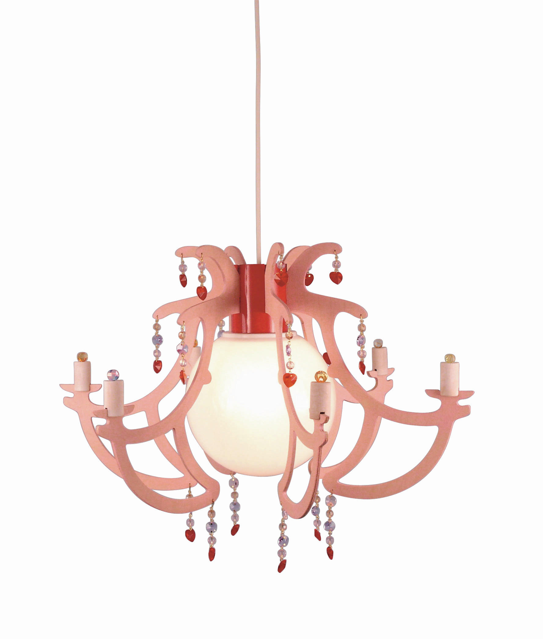 XXXLutz Kinderhängeleuchte Rosata Rosa, Weiß 40 cm