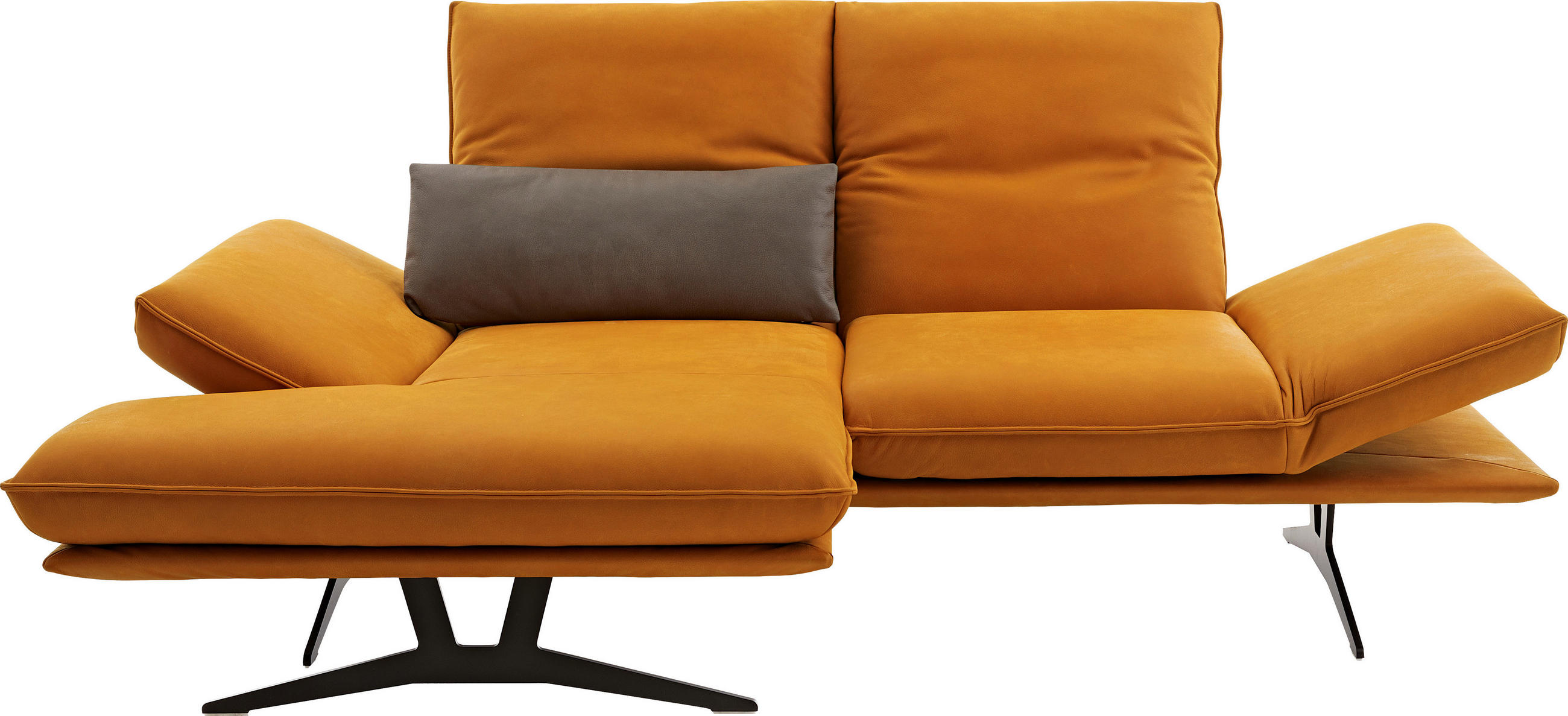ECKSOFA in Echtleder Currygelb  - Currygelb/Gelb, Design, Leder/Metall (130/210cm) - Dieter Knoll
