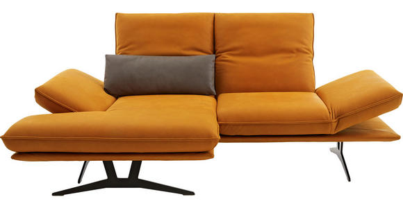 ECKSOFA in Echtleder Currygelb  - Currygelb/Gelb, Design, Leder/Metall (130/210cm) - Dieter Knoll