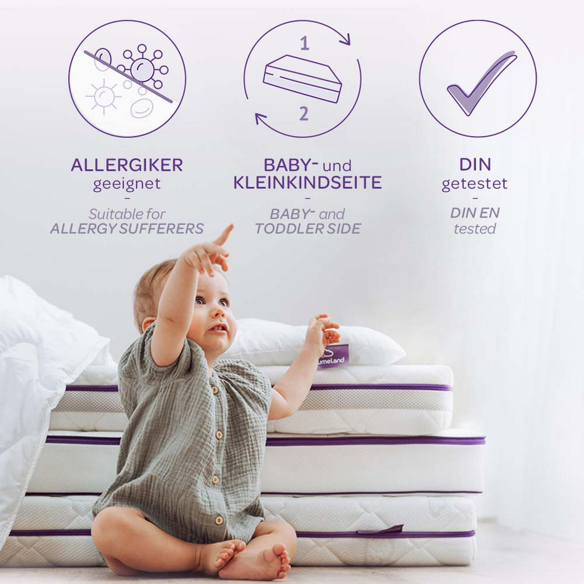 KINDERMATRATZE Brise 70/140 cm Höhe ca. 11 cm  - Weiß, Basics, Textil (70/140cm) - Träumeland