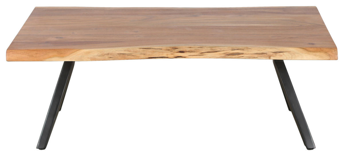 COUCHTISCH Akazie vollmassiv rechteckig Akaziefarben, Schwarz  - Schwarz/Akaziefarben, Design, Holz/Metall (115/37/60cm) - Livetastic